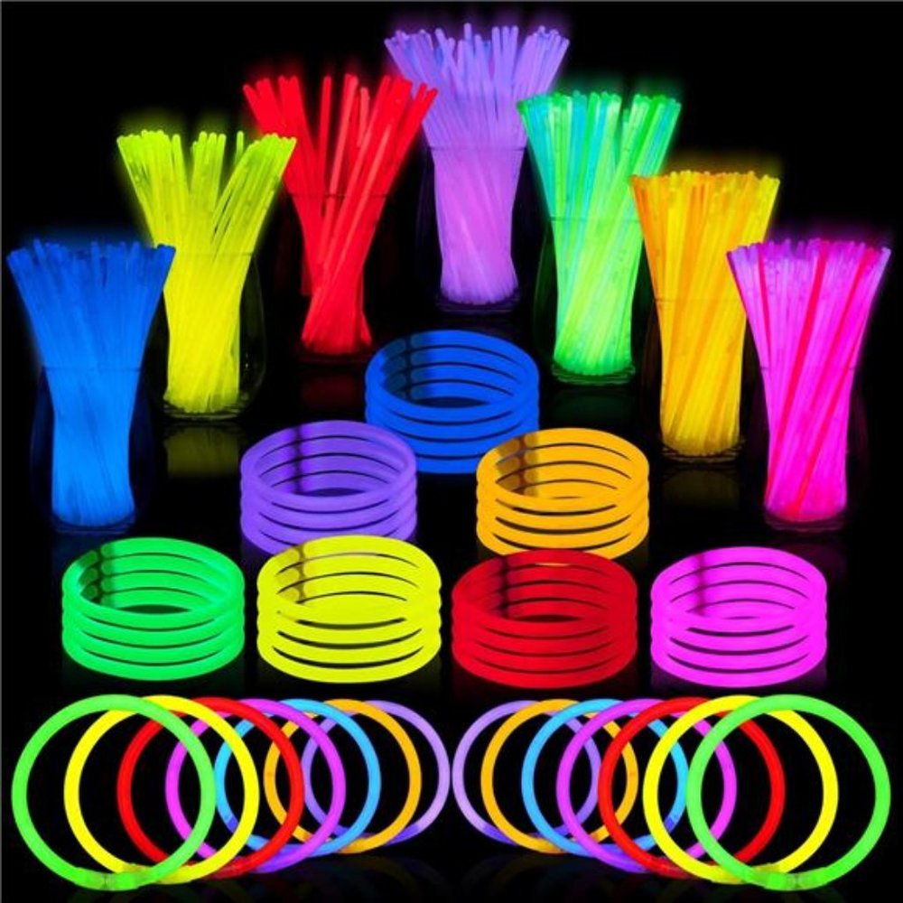 144 Pcs Glow Sticks Bulk 8" Bracelets Necklaces, Glow in the Dark Neon